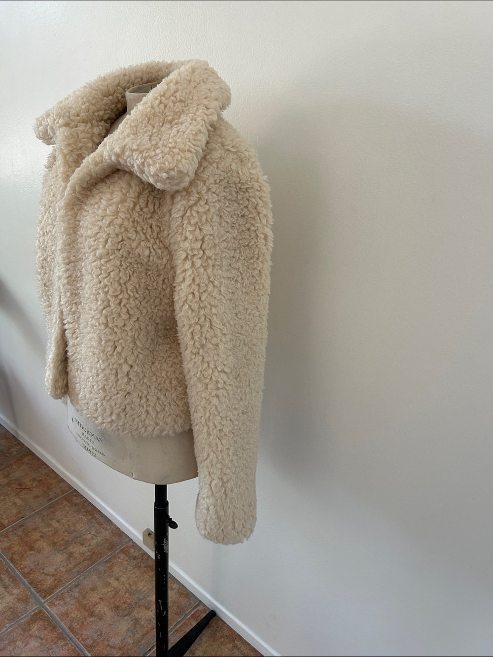 Lulus Cream Faux Shearling Teddy Jacket, Oversized Collar, Size S - Picture 11 of 16